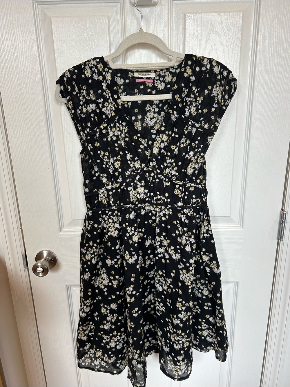 Scotch & Soda Black Floral Dress with White & Yellow Blooms